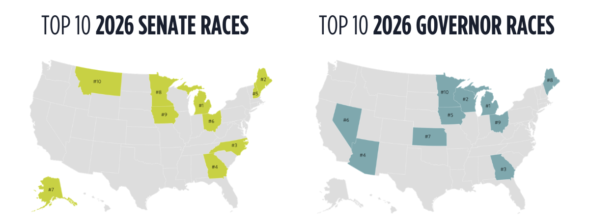 Maps of top 10 YESI states