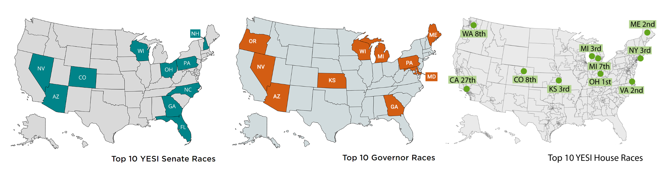 maps of top races in Youth Electoral Significance Index rankings