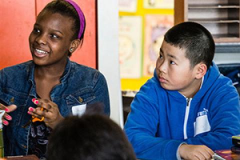 Students talking in class